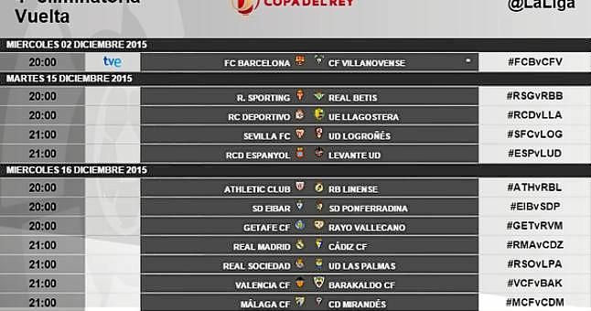 Horarios de la vuelta de los dieciseisavos de la Copa del Rey - Estadio ...