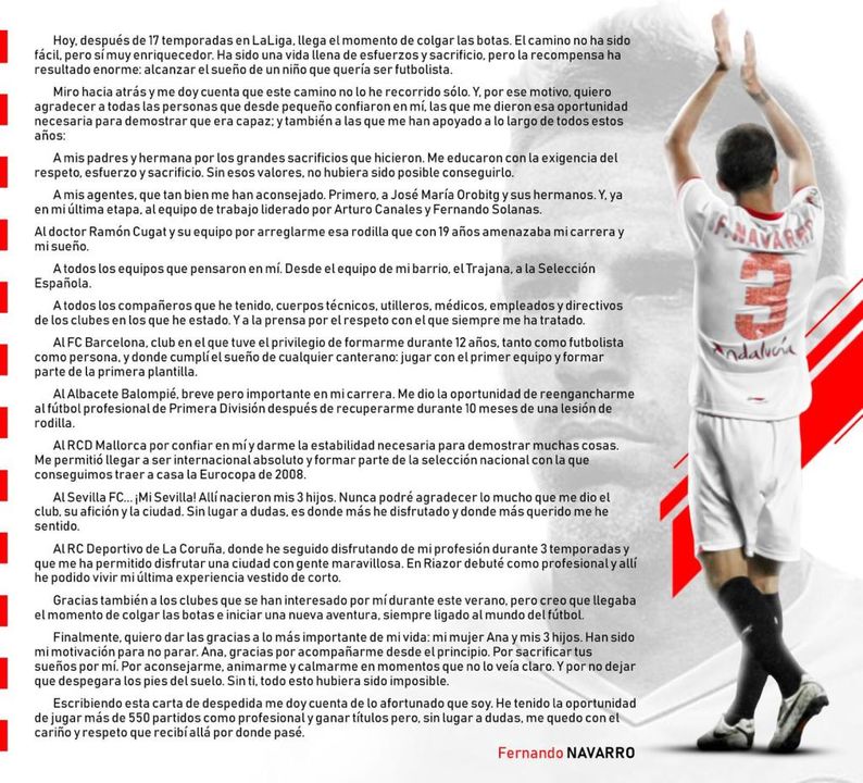 Fernando Navarro cuelga las botas