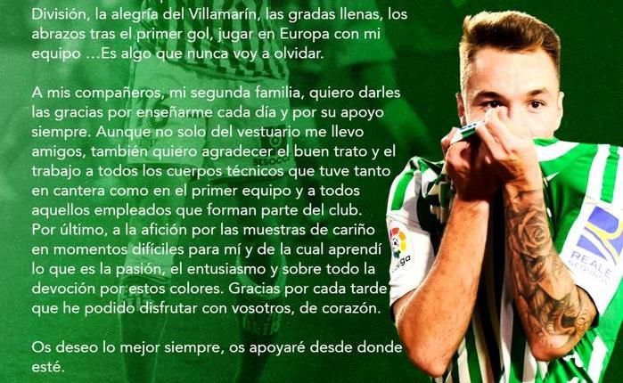 Loren se despide del Betis y de la afición