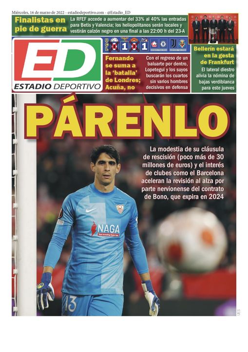La portada de ESTADIO