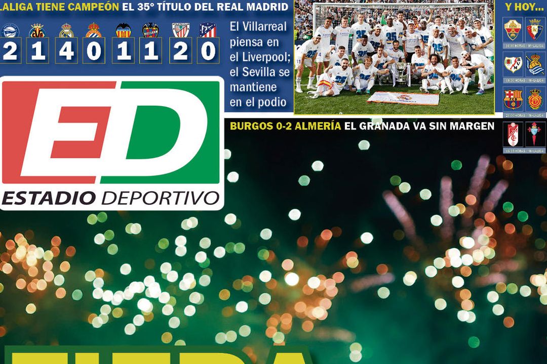 La portada de ESTADIO Deportivo para el domingo, 1 de mayo