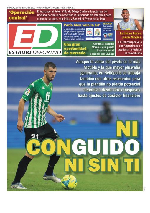 La portada de ESTADIO Deportivo para el sábado 28 de mayo de 2022
