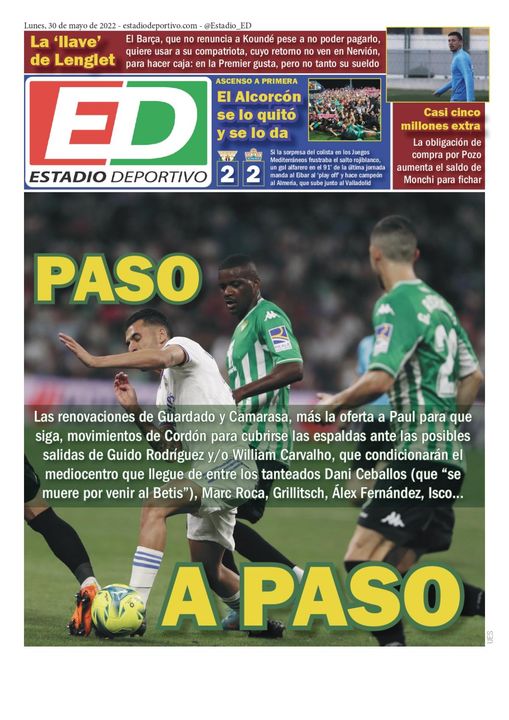 La portada de ESTADIO Deportivo para el lunes 30 de mayo de 2022