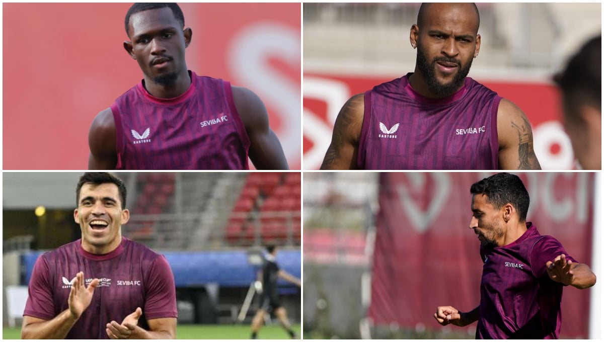 La enfermería del Sevilla: Navas, cara; Nianzou, cruz; Acuña, Marcao...