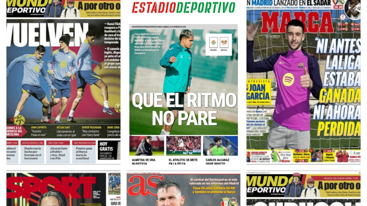 El Real Betis busca la cuarta victoria consecutiva en LaLiga, el Barcelona recupera efectivos, el Athletic Club se reengancha a la lucha por Europa... Así vienen las portadas