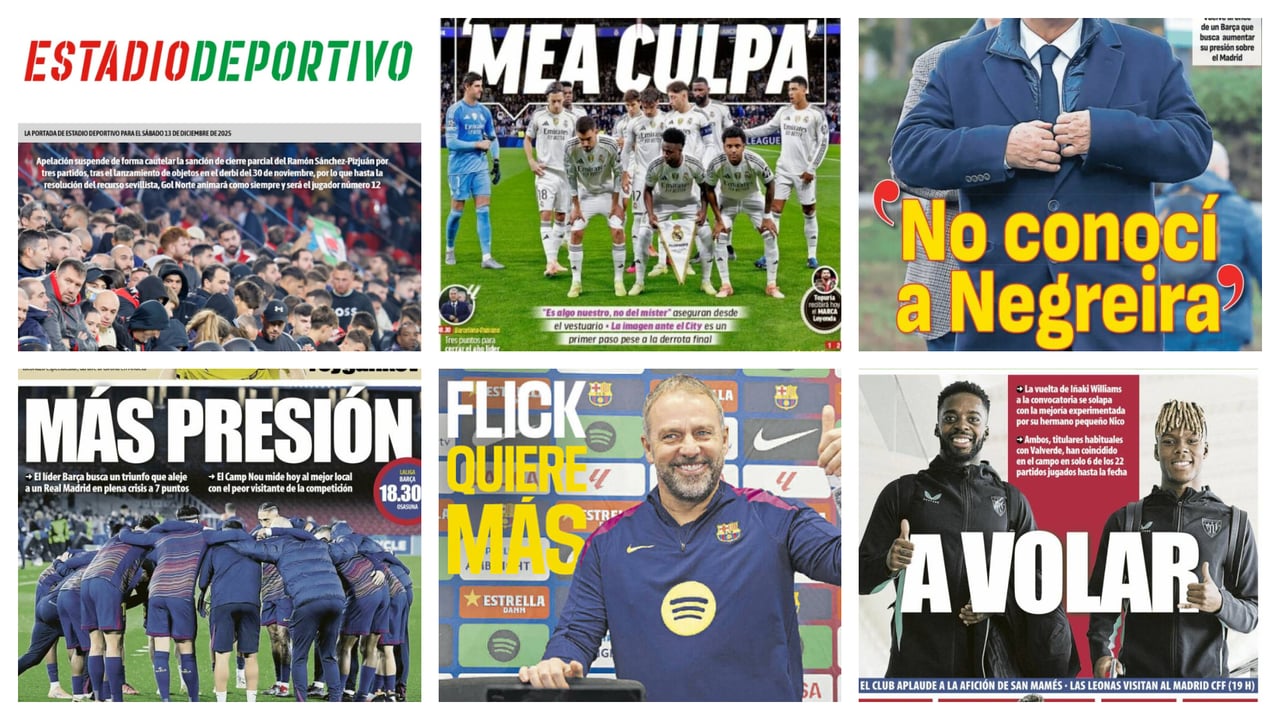 El Sevilla logra que el Sánchez-Pizjuán no se cierre por ahora, el Betis y Fábio Silva, nueva jornada de LaLiga... así llegan las portadas este 13 de diciembre de 2025