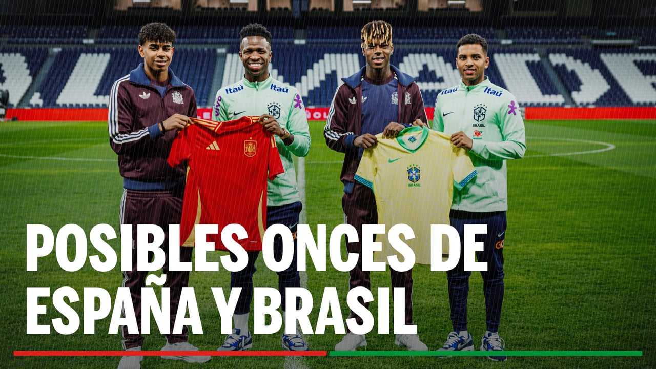 Alineaciones España – Brasil: Alineación posible de España y Brasil en el partido amistoso de hoy