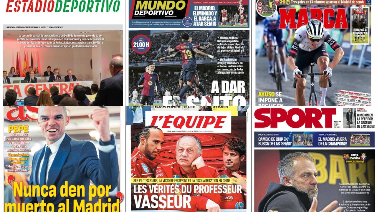 El partido del Barcelona, entrevista a Pepe, la victoria de Ayuso... así vienen las portadas de este jueves 25 de marzo