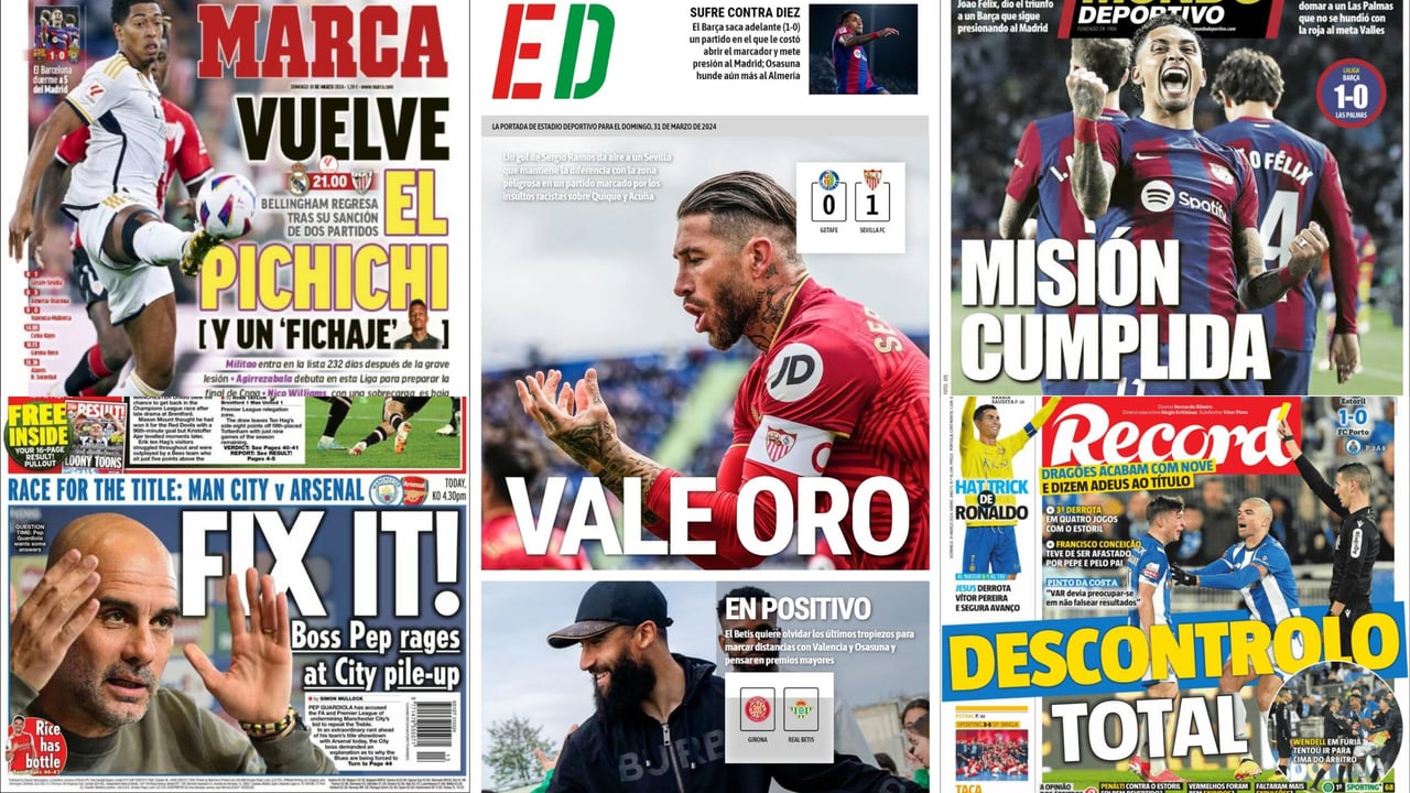 Sergio Ramos vale oro, un Barça enchufado, susto con Nico Williams... Así vienen las portadas