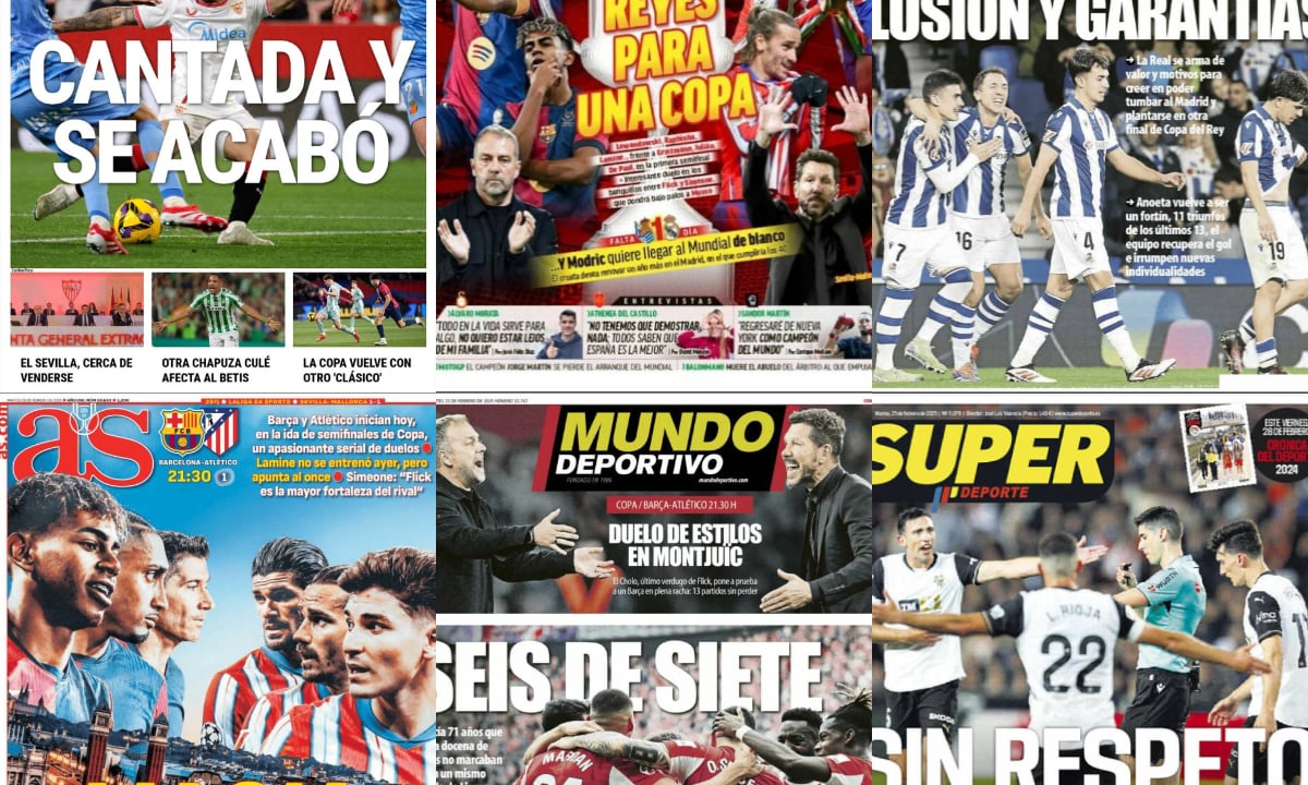 Las semifinales de Copa entre Barça y Atlético, Lamine Yamal, la mano de Javi Galán... las portadas del 25 de febrero de 2025