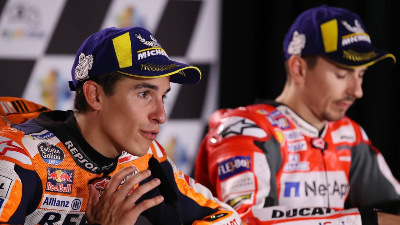 Jorge Lorenzo, campeón del mundo de MotoGP, sobre Marc Márquez: "En persona es un tío muy normal, muy de pueblo; coincidimos en alguna fiesta de Honda y lo pasamos muy bien"