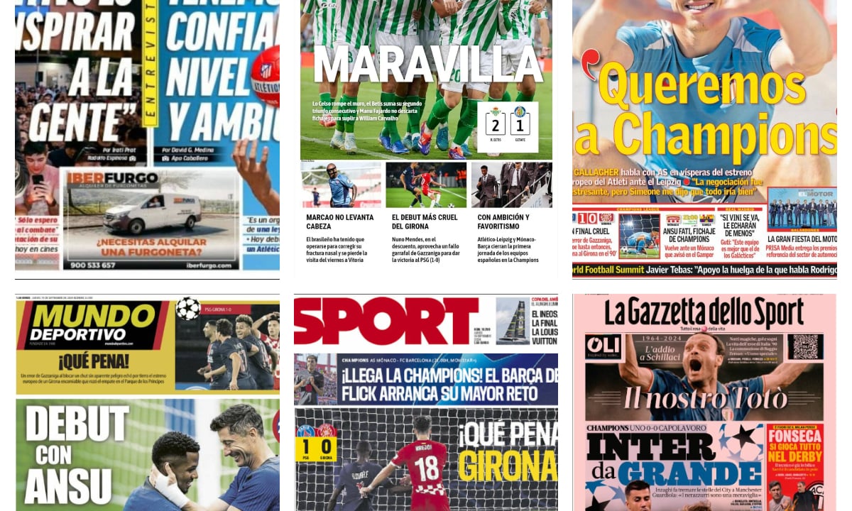 Barça y Atleti en Champions, el regreso de Ansu Fati, Carlos Sainz... así vienen las portadas