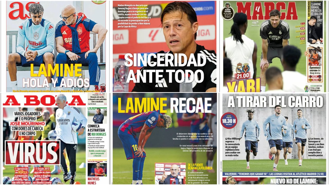 La sorpresa con Lamine Yamal, la polémica del Real Madrid, el efecto Almeyda... Así vienen las portadas