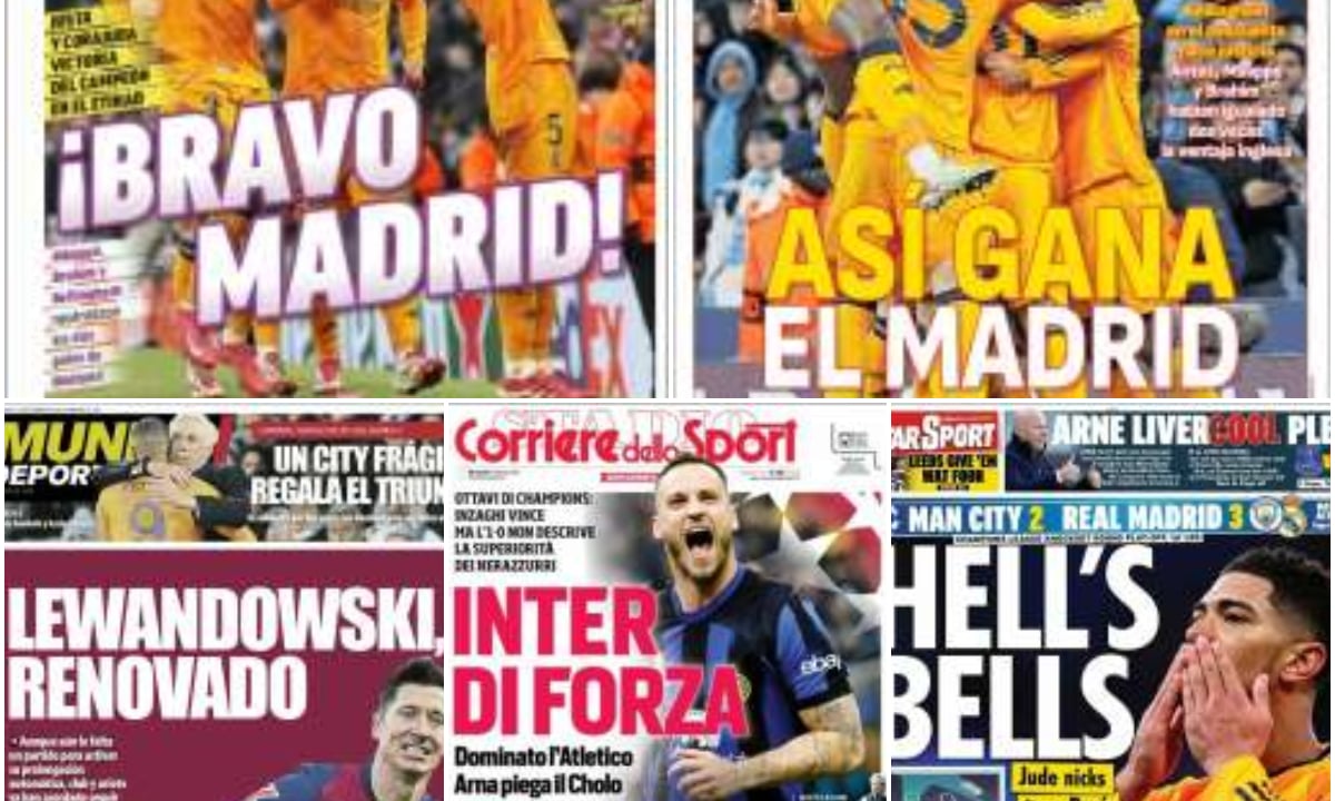 Una nueva remontada del Real Madrid ante el City, Champions League, renovación de Lewandowski... así vienen las portadas
