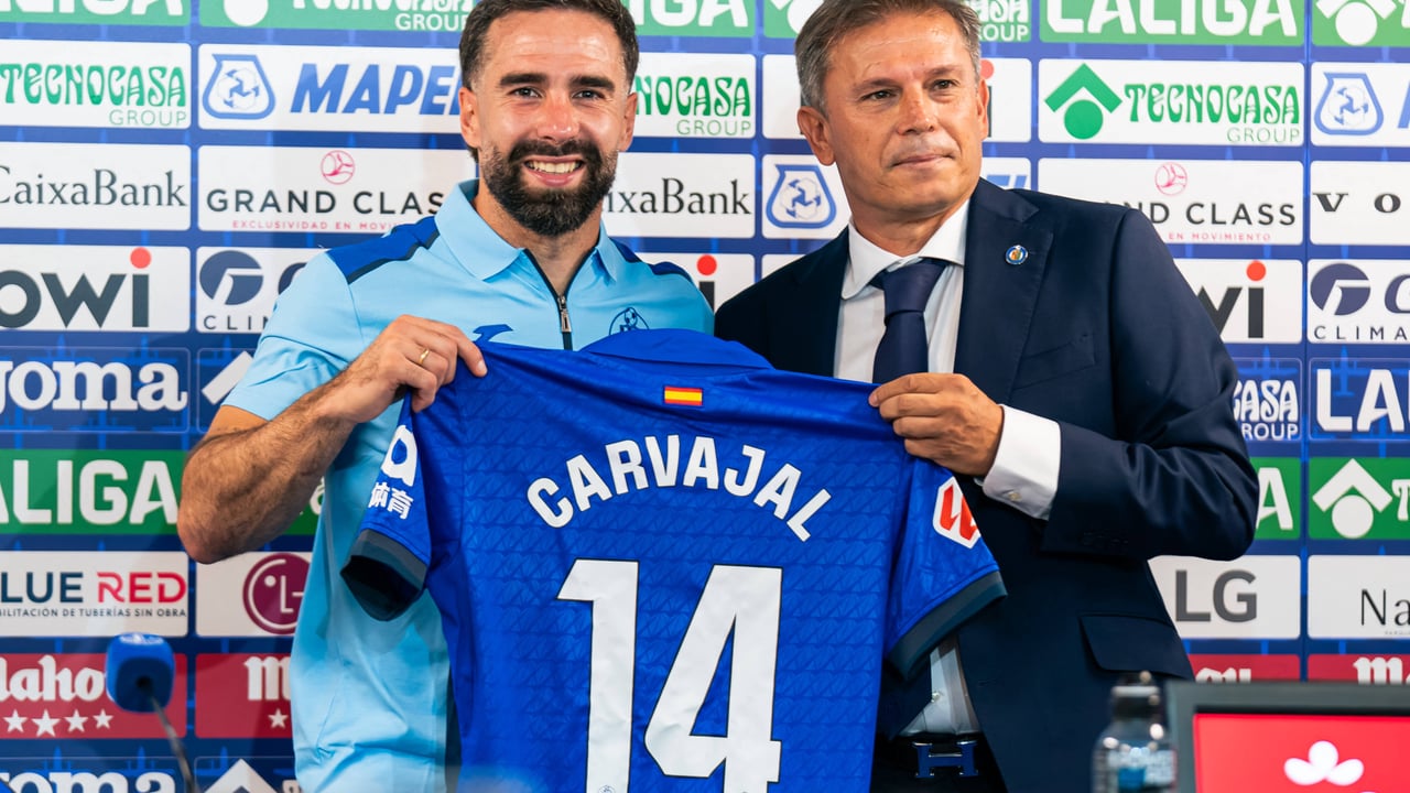 Dani Carvajal, presentado oficialmente por el Getafe: "He tenido opciones de jugar la Champions, pero a día de hoy, mi prioridad son mis hijos y mi mujer"