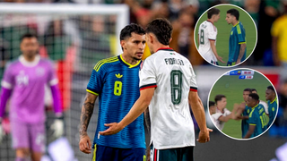 Fuerte calentón con Álvaro Fidalgo: el futbolista del Betis se pelea con Gustavo Puerta y el árbitro adelanta el final del México - Colombia  