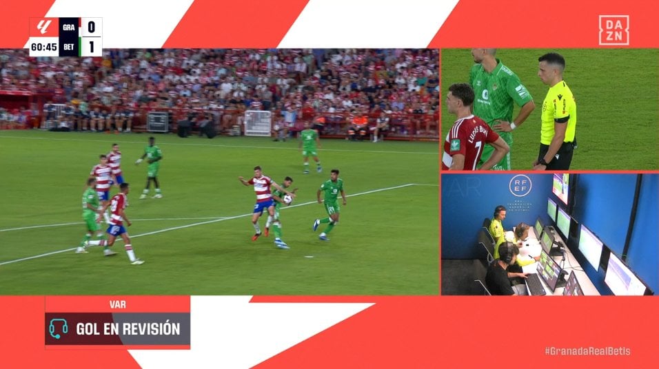 La acción polémica del Granada - Betis: el "discutible" gol anulado a Chadi Riad