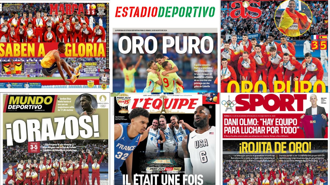 La Selección española, el oro de Jordan Díaz y el Francia - USA de baloncesto, así vienen las portadas hoy