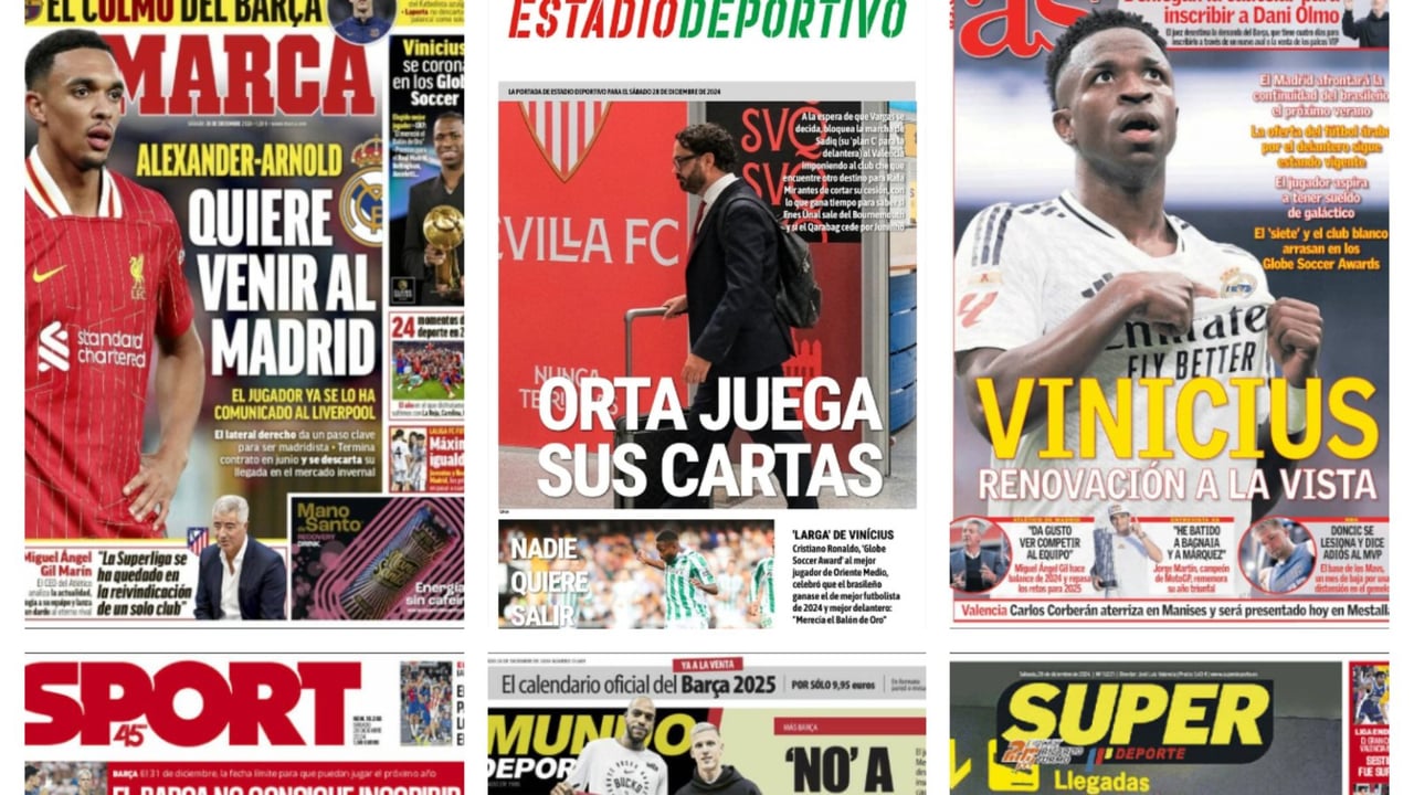 Víctor Orta se planta, la operación salida en el Betis, los Globe Soccer Awards 2024... Así vienen las portadas del día 28 de diciembre de 2024